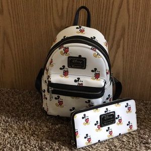 Disney Loungefly Purse Backpack and Wallet Set